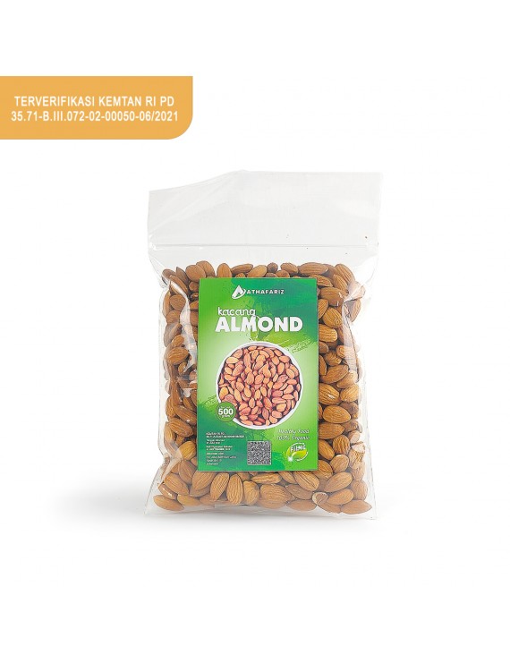 Kacang Almond Kupas Natural Raw Whole PREMIUM KEMTAN ATHAFARIZ 1 KG